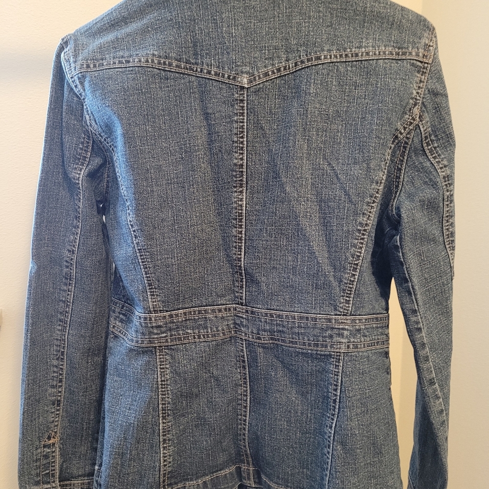 Jeans motorcycle style jacket.